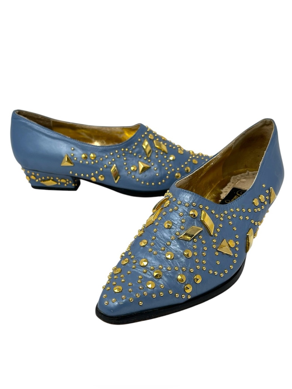 Vintage Fantasy Collection Gold studded point toe slip on shoe 7